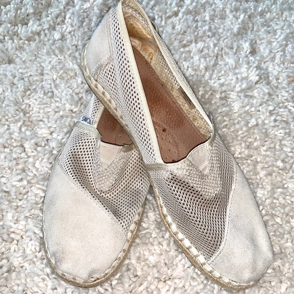 Tom’s suede and mesh espadrilles